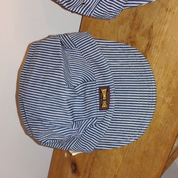 2 Vintage hickory Stripped Conductor Hats W/Tags Big K & Big Smith - Picture 3 of 11